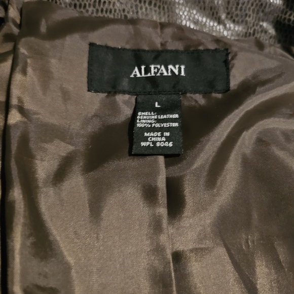 Alfani 100% Real Leather Jacket Women's Size LG Front Snap Pockets Front Zipper - Picture 5 of 9